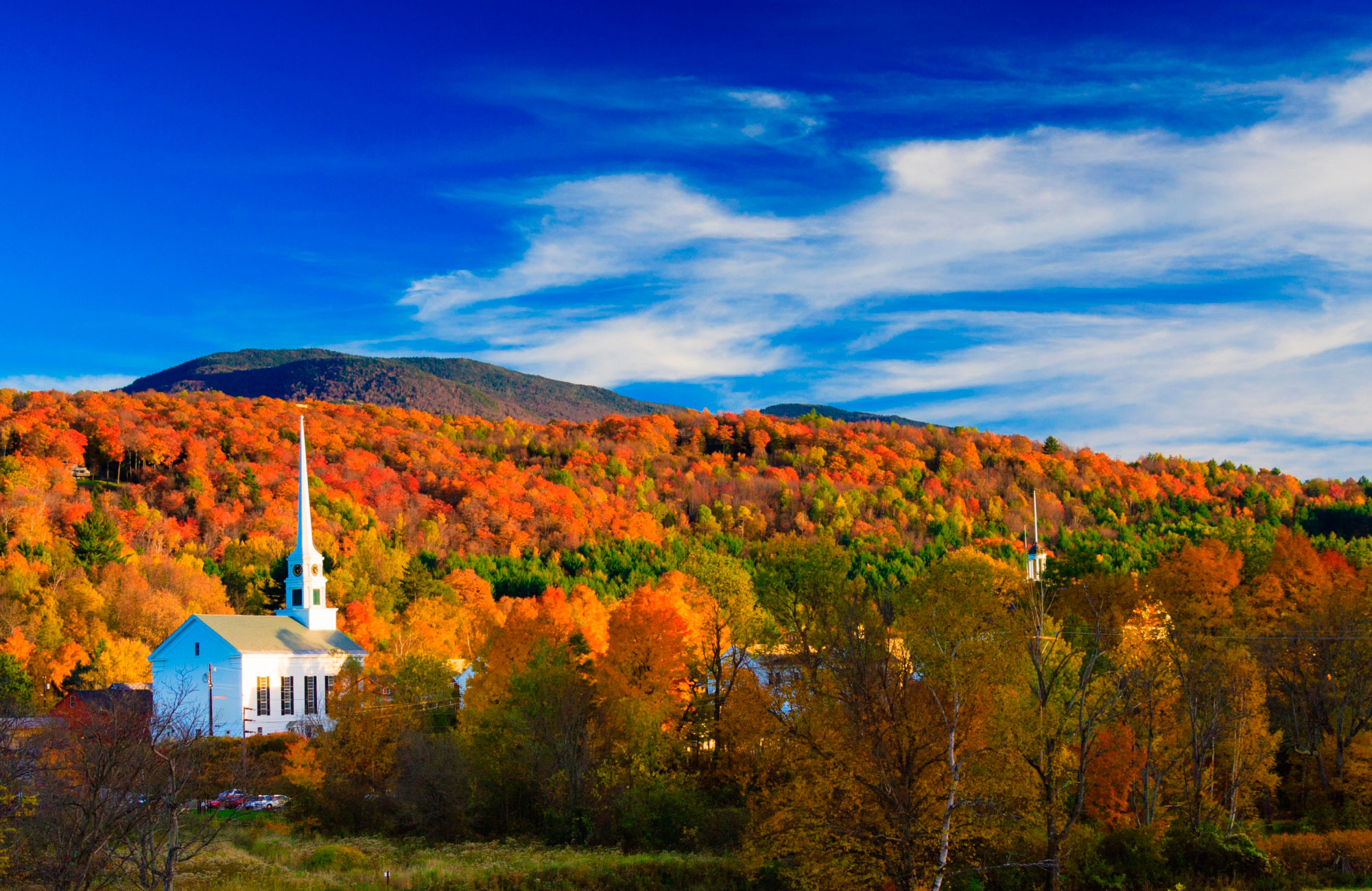 Paysage d'automne à Stowe dans le Vermont en Nouvelle-Angleterre