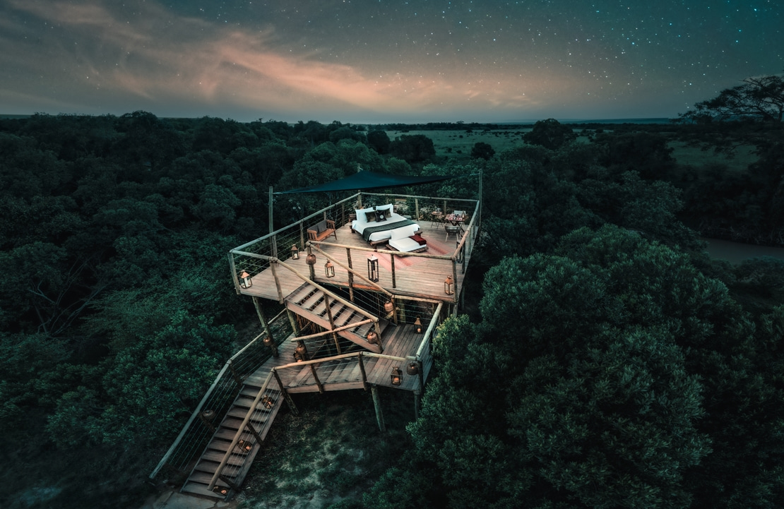 Voyage de noces au Kenya - Le star bed de l'un des plus beaux lodge de luxe Ishara Masai Mara - Amplitudes