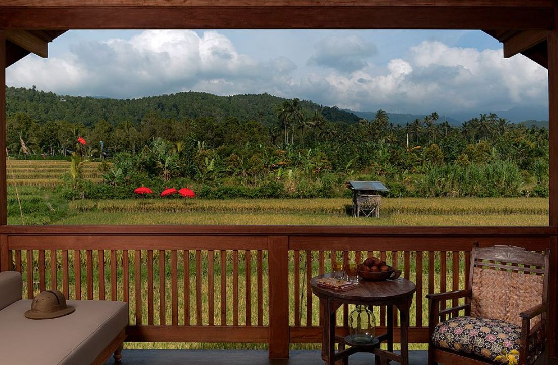 Séjour au Sanak Retreat - terrasse vue sur les champs de Bali - Amplitudes