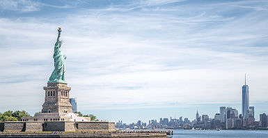 The statue of Liberty and Manhattan, New York City, USA