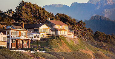 Oregon - Maisons en bord de mer sur la côté
