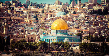 Vue de Jérusalem et du Dome du Rocher (où coupole du Rocher) à Jerusalem - Israël
