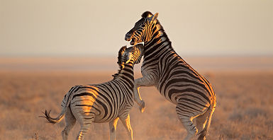 Zèbres dans le Parc National d'Etosha - Namibie
