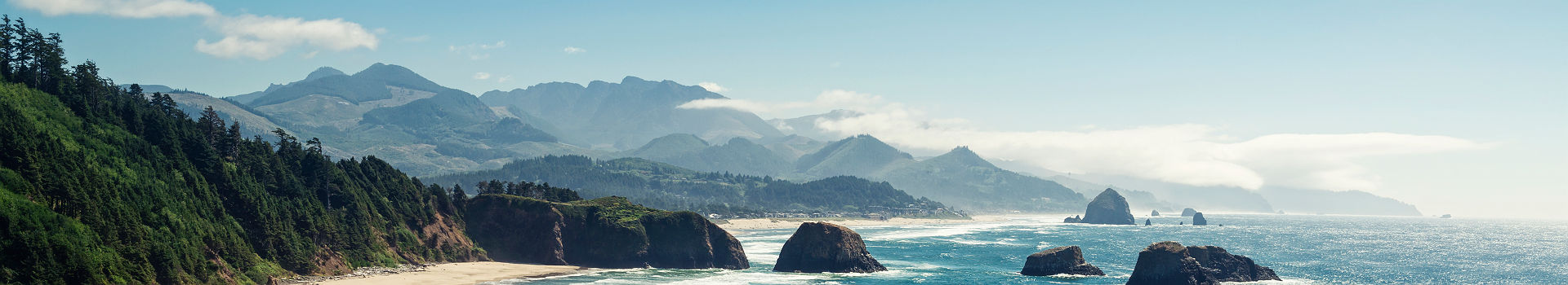 Etats-Unis - Vue sur Cannon Beach depuis l'Ecola State Park