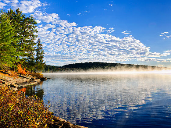 Lac brumeux à Algonquin - Ontario, Canada