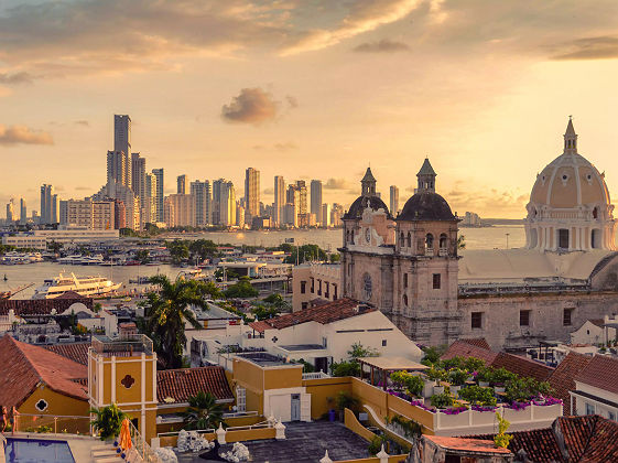 Beau coucher de soleil sur Carthagene, Colombie