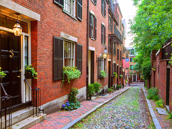 Etats-Unis - Boston - Vue sur la rue Acorn, à &quot;Beacon Hill&quot;