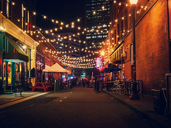 Oregon - les allées à Portland la nuit