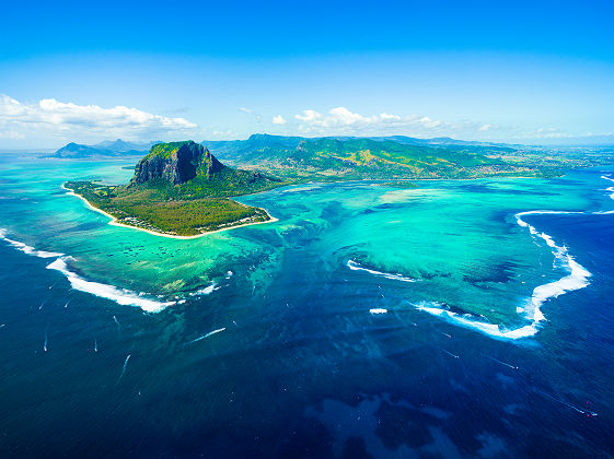 Vue aérienne de l'île Maurice