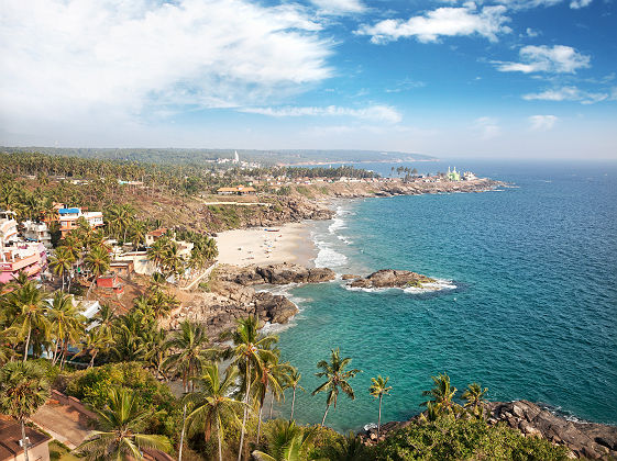 Inde - Vue sur une plage tropicale, Kovalam