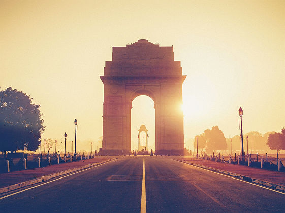 Inde - Vue sur l'India Gate au lever de soleil, Delhi