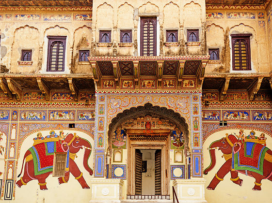 Inde - Fresques murales d'une maison à Mandawa