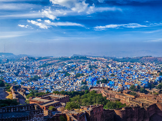 Inde - Vue sur la ville de Jodhpur et la forteresse Mehrangarh