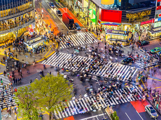Japon - Vue sur le carrefour Shibuya, l'un des plus mouvementés à Tokyo