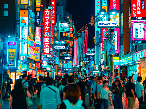 Quartier de Shibuya la nuit, Tokyo - Japon
