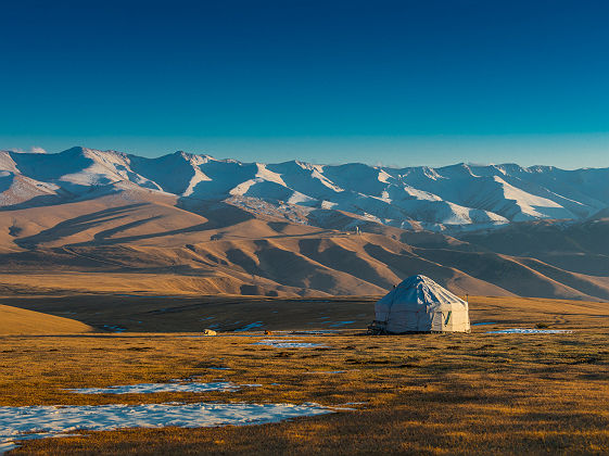 Yourte dans la steppe Mongole - Mongolie