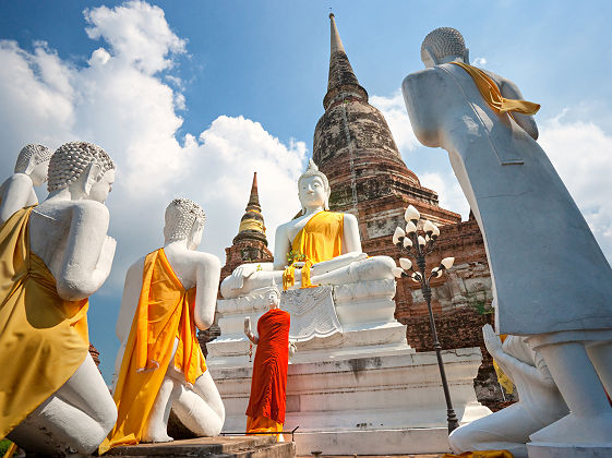 Statues au Temple d'Ayutthaya - Thailande