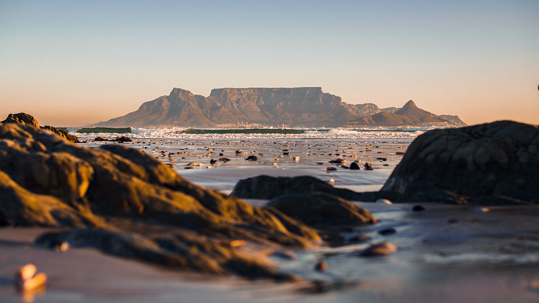 Vue lointaine de Cape Town, Afrique du Sud
