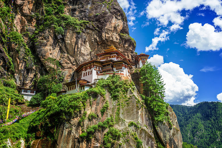 Bhoutan - Vue sur le monastère Paro Taksang situé sur une montagne
