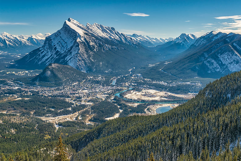 Vue sur la ville de Banff, Parc National de Banff - Alberta, Canada