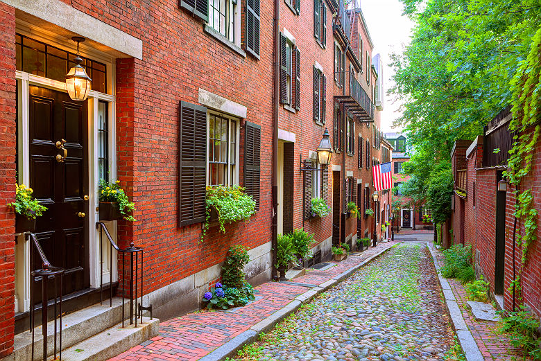 Etats-Unis - Boston - Vue sur la rue Acorn, à &quot;Beacon Hill&quot;