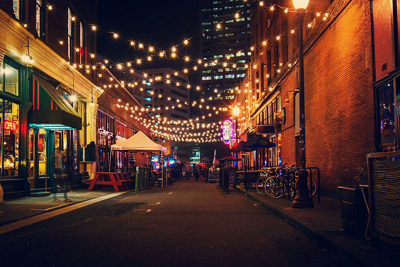 Oregon - les allées à Portland la nuit