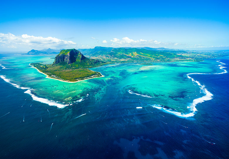 Vue aérienne de l'île Maurice