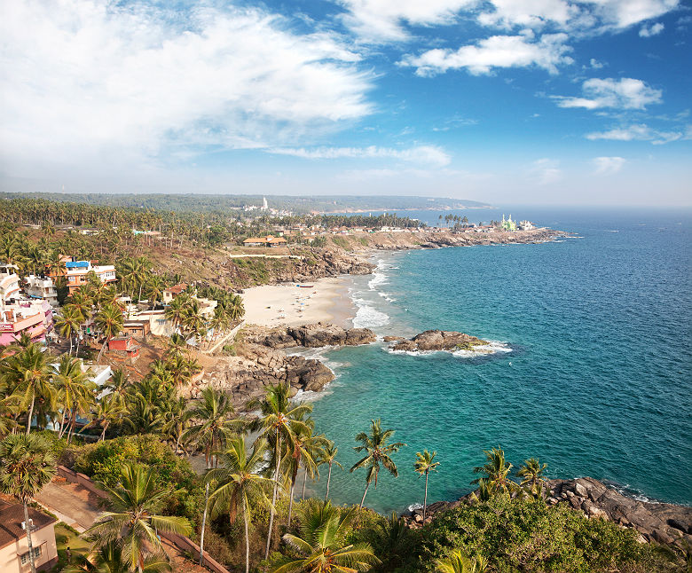 Inde - Vue sur une plage tropicale, Kovalam