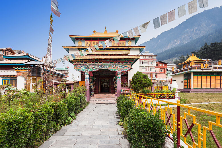 Inde - Façade d'un monastère tibétain au village de Manali