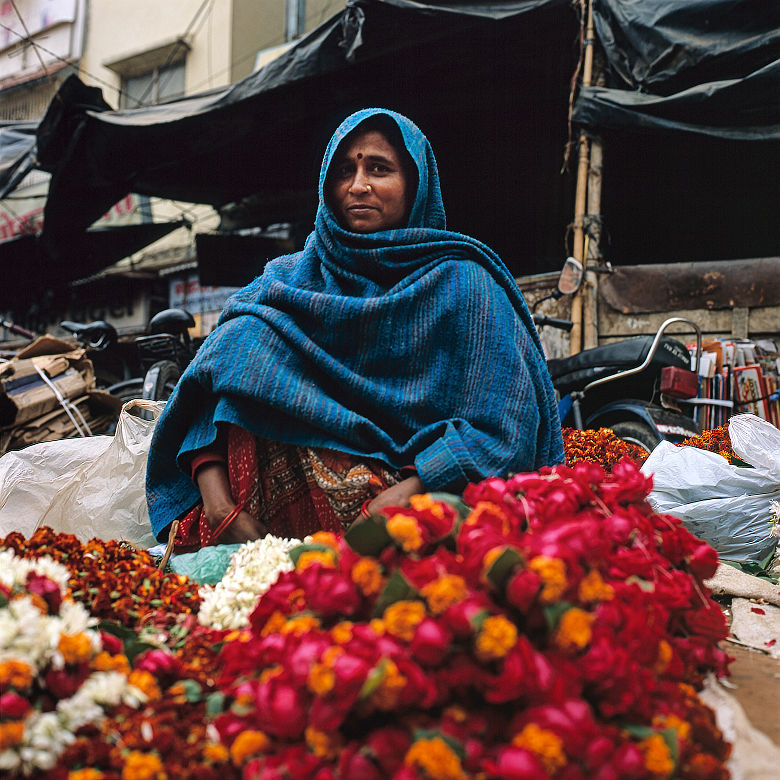 Marché au fleurs en Inde