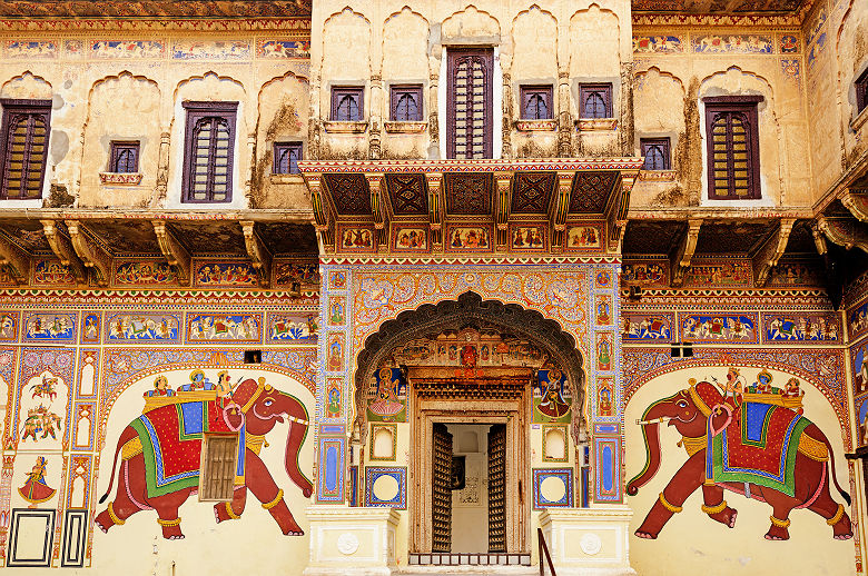 Inde - Fresques murales d'une maison à Mandawa