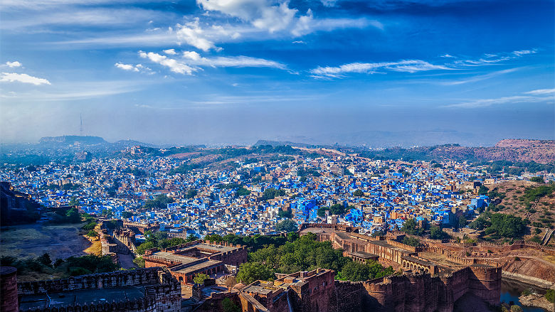 Inde - Vue sur la ville de Jodhpur et la forteresse Mehrangarh