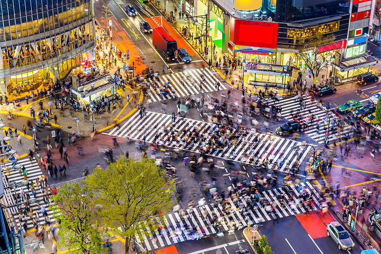 Japon - Vue sur le carrefour Shibuya, l'un des plus mouvementés à Tokyo