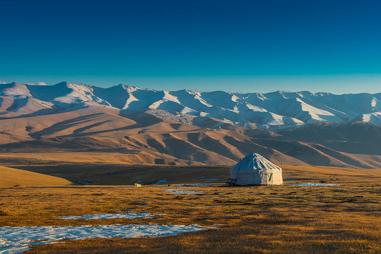 Yourte dans la steppe Mongole - Mongolie