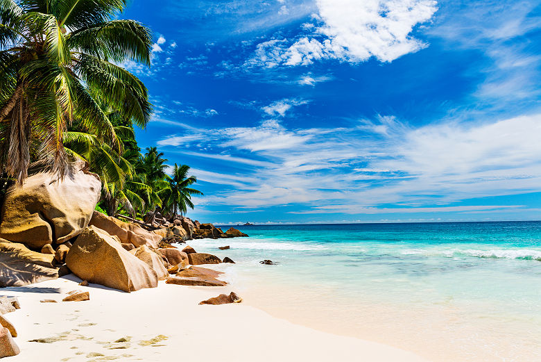 Seychelles - Plage d'Anse Lazio dans l'île La Digue