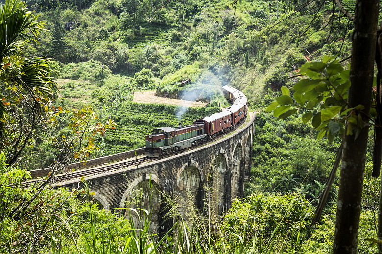 Sri Lanka - Train sur le pont des neuf arches à Ella