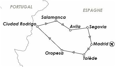 Carte Circuit Madrid et Castille en Paradores