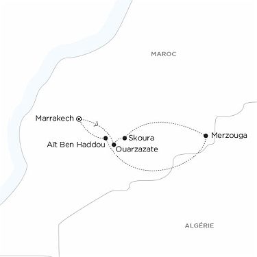 Carte MAROC La Route des Sables des Petits Nomades et le Secret de la Vallée des Roses