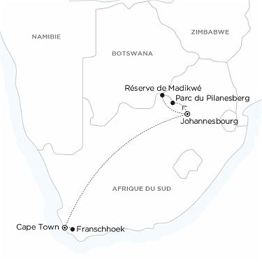 Carte du programme Parcs et Vignobles Sud-Africains