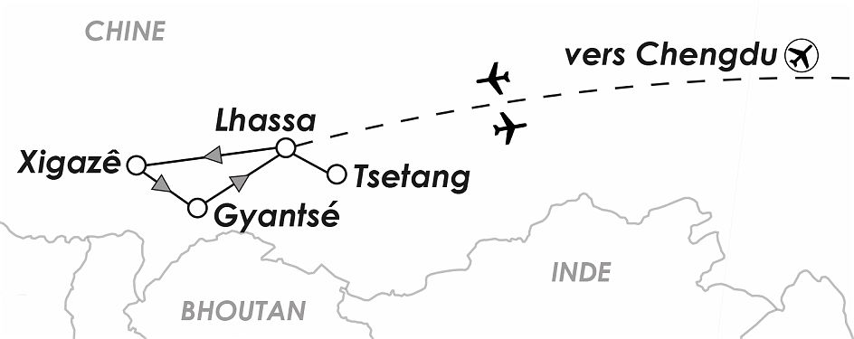 Carte - sept jours au Tibet