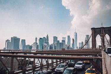 Vue sur Manhattan depuis le pont de Brooklyn, New York, Etats-Unis
