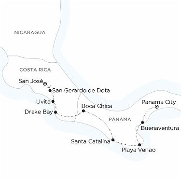 Carte Costa Rica Panama - Côtes Sauvages du Pacifique