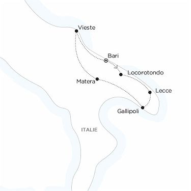 Carte Italie -  Pouilles, Talon de la Botte