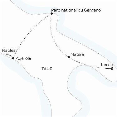 Carte circuit Côte Amalfitaine - Pouilles : on dirait le Sud