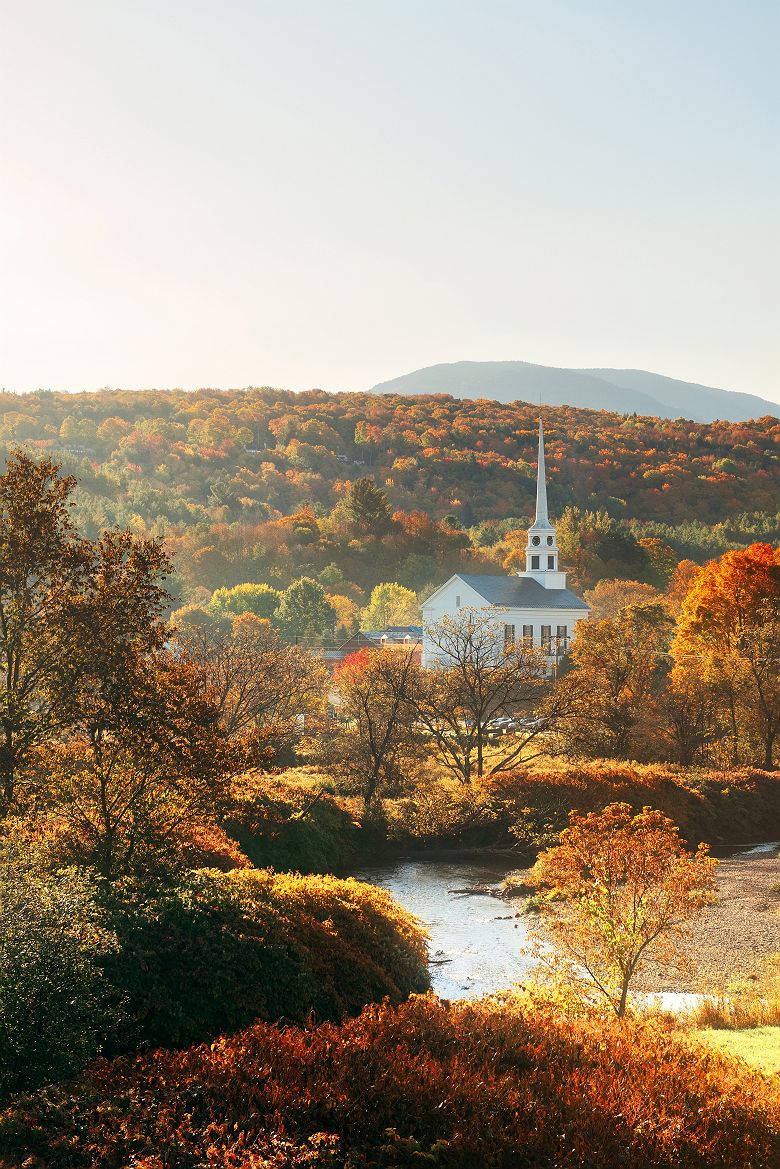 Etats-Unis - Vue sur la communauté de Vermont au lever de soleil