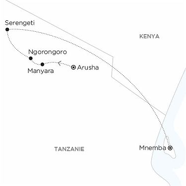 Carte TANZANIE Les Grands Parcs du Nord
