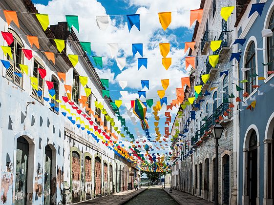 Brésil - Quartier historique de la ville de São Luis avec ses bâtiments mosaïqués et colorés