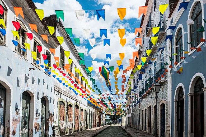 Brésil - Quartier historique de la ville de São Luis avec ses bâtiments mosaïqués et colorés