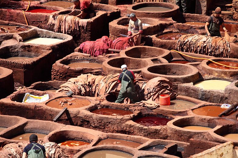 marché au cuir à Fes, Maroc