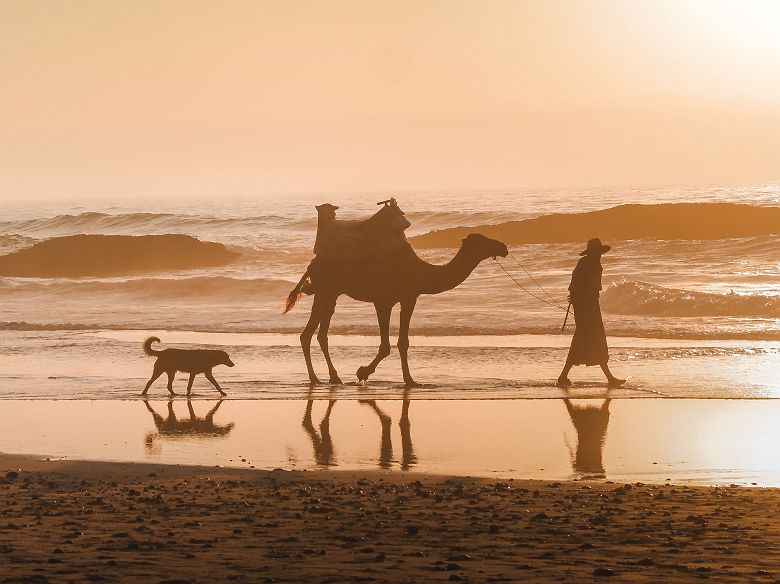 Plage de Mirleft au coucher du soleil - Maroc